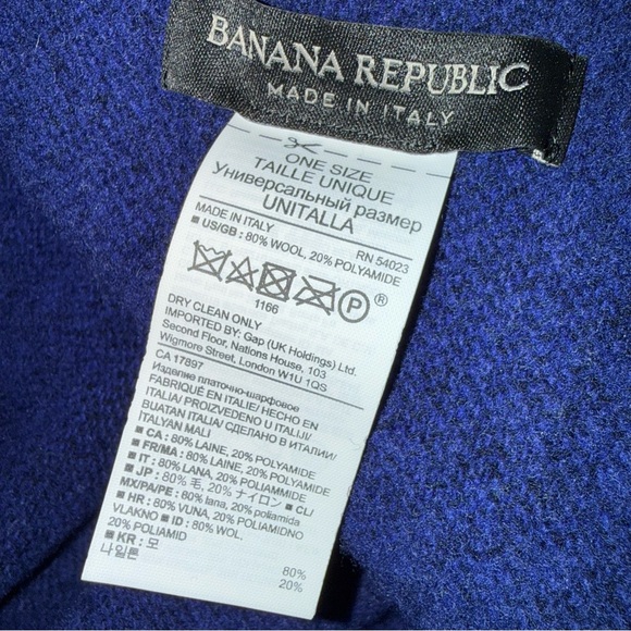 Banana Republic Reversible Double Faced Poncho Navy NWT OS Ruana Wrap Fringe - Picture 2 of 6